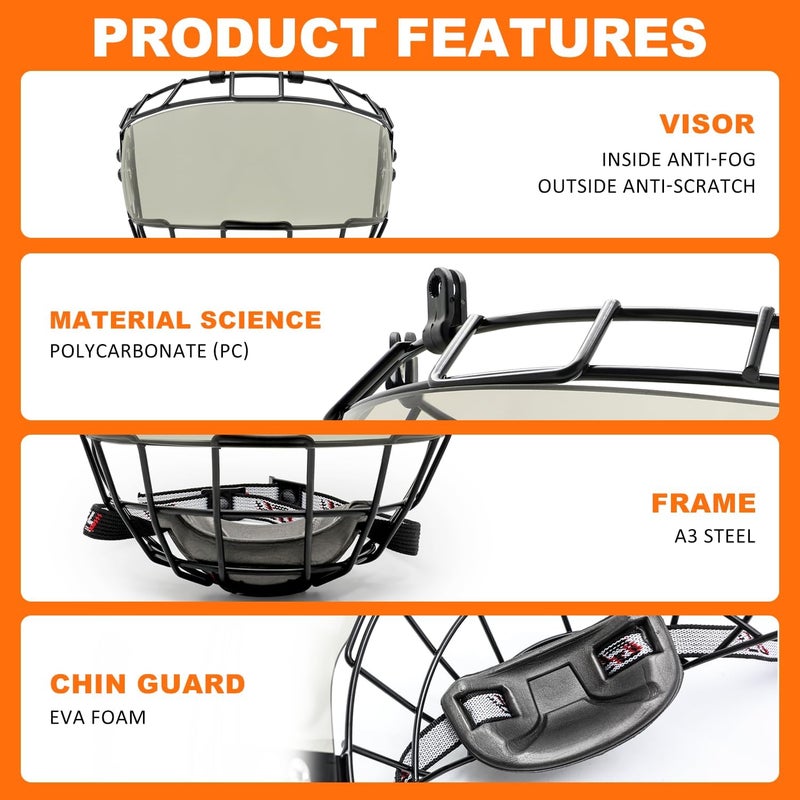 GY Hockey Helmet Cage & Face Shield Protector Combo Ice Hockey Full Face Shield Junior & Youth - Image 3